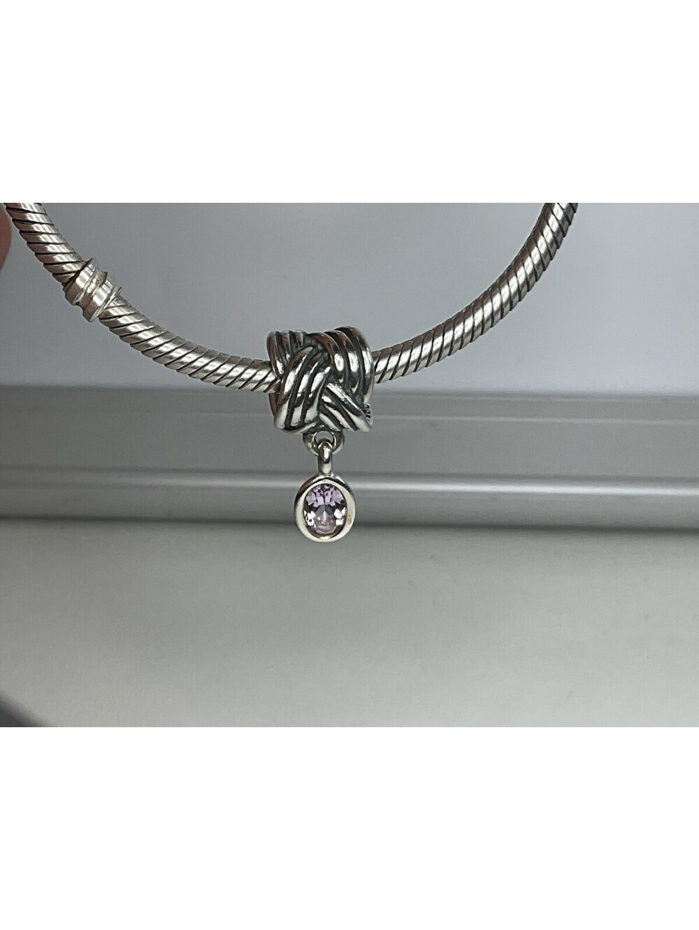 Pandora Tied Together Purple Amethyst Dangle Charm Retired